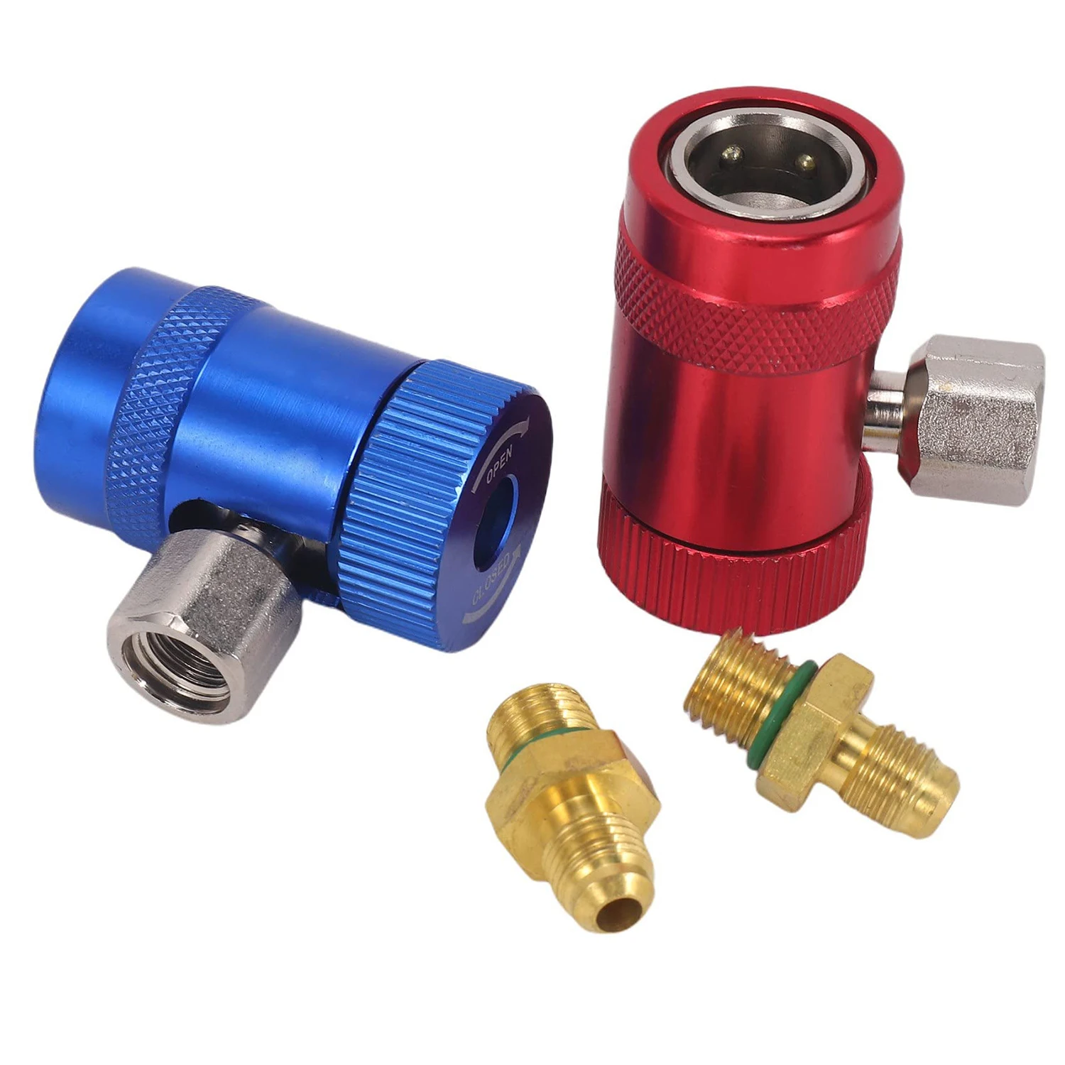 Freon R1234yf Auto Car Quick Coupler Connector Air Conditioning Refrigerant Adjustable AC Manifold Gauge Brass Adapters