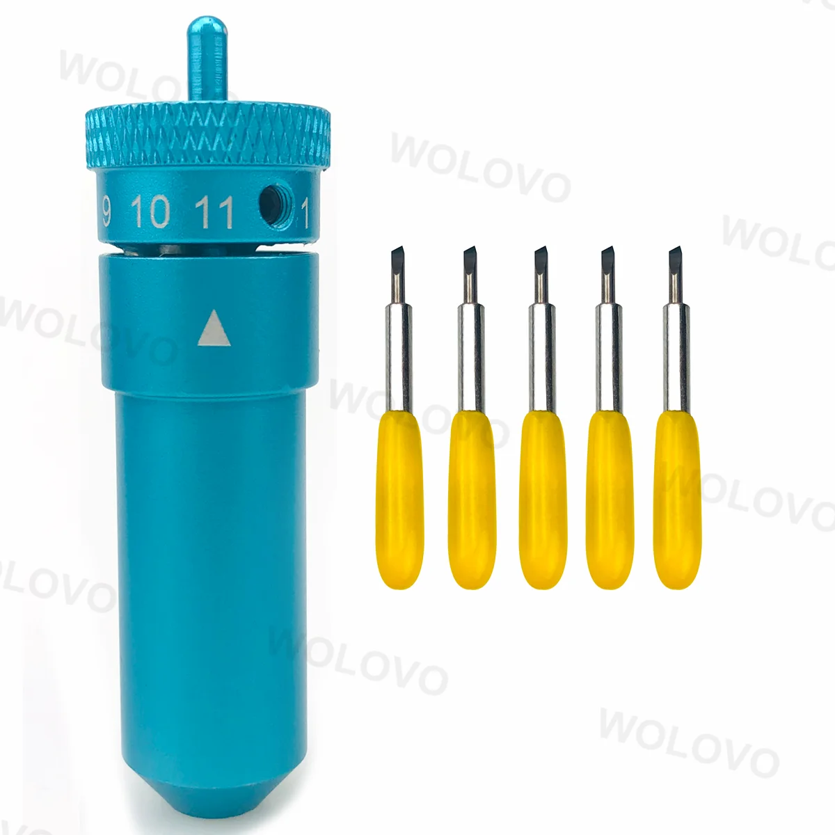 

5pcs 30 Deg Blades and 1pc Holder Housing for Graphtec Silhouette Cameo 3 Portrait 2 Curio Adjustable Cutting Depth Blue