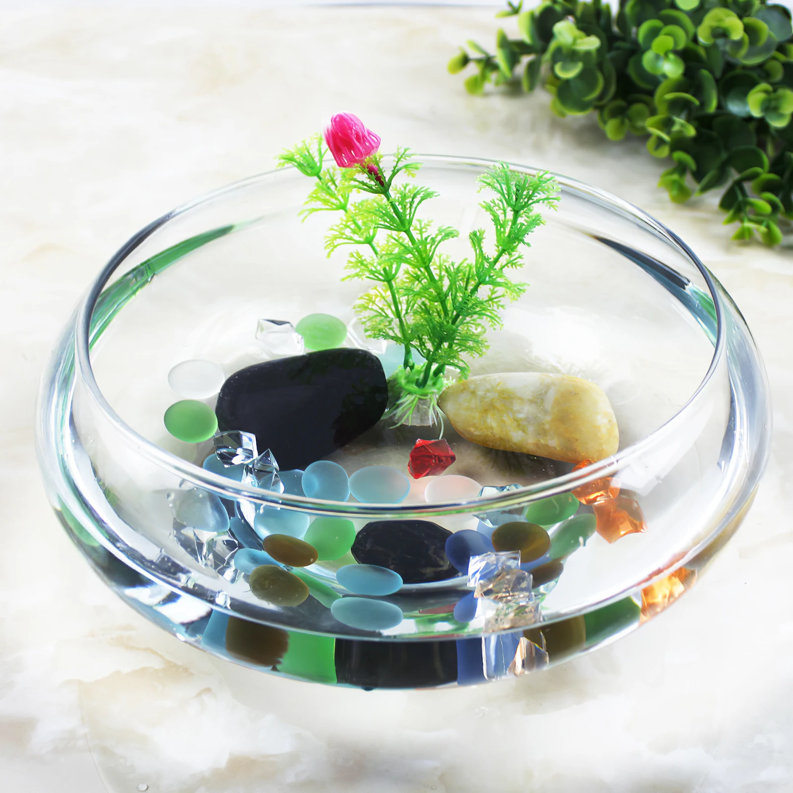 

Transparent L Fish Tank 2800ml Desktop Aquarium Clear Plastic Goldfish Tank Office Decorative Betta Multi
