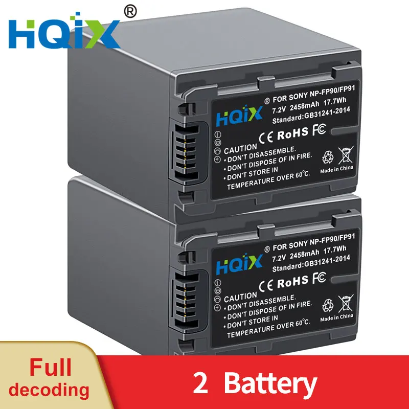 HQIX for Sony DCR-HC65 HC85 HC96 HC32 SR70 SR80 SR50 SR40 SR60 SR100 HC3 30 Camera NP-FP90 Battery Charger