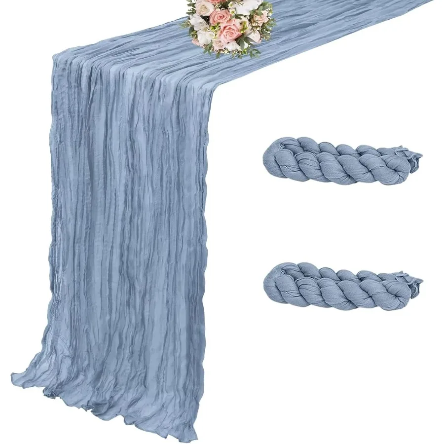 

2 упаковки Dusty Blue Cheesecoth Table Runner 35 x 120 Ih Dusty Blue Cheese Cloth Table Runner 10 футов Бохо Gauze Spring Table Runner