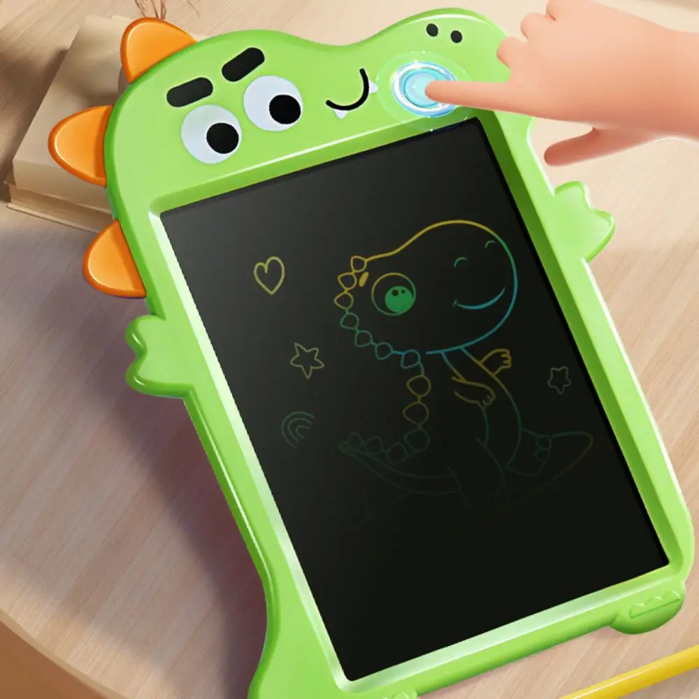 Tablero de dibujo LCD de dinosaurio, almohadilla de dibujo borrable colorida, botón de bloqueo, tablero de escritura electrónico con botón de borrado para niños