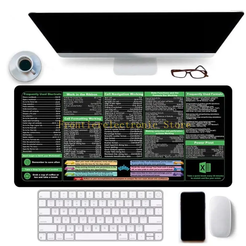 G8DB مقاوم للماء Excels Word Cheats Sheet Desk Pad مع الأسطح غير المألو