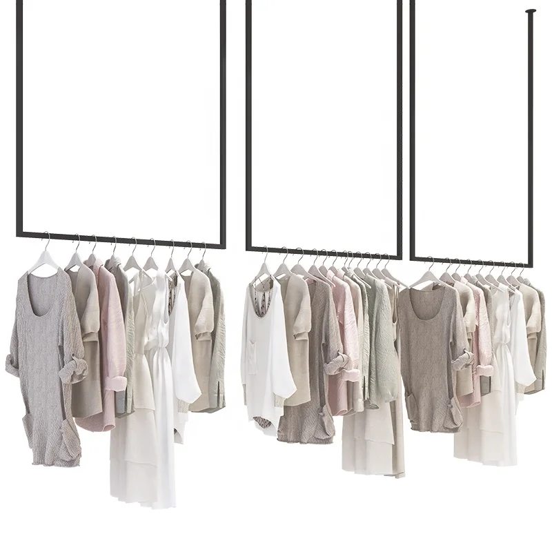 customized.Simple Wrought Iron Clothing Rack Clothing Store Display Rack Ceiling Wall Hanger Wall Hanging Hanger