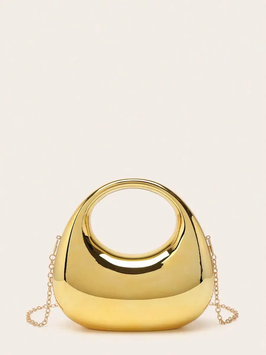 

Metallic Acrylic Mini Clutch Evening Bag With Chain Strap For Women Party Wedding