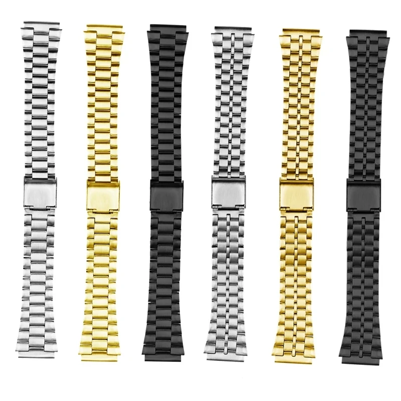 Retro Small Square Metal Watchband Strap For Casio A158WA  A168 / A159 / A169 / B650 / AQ230 Stainless Steel Bracelet 18mm