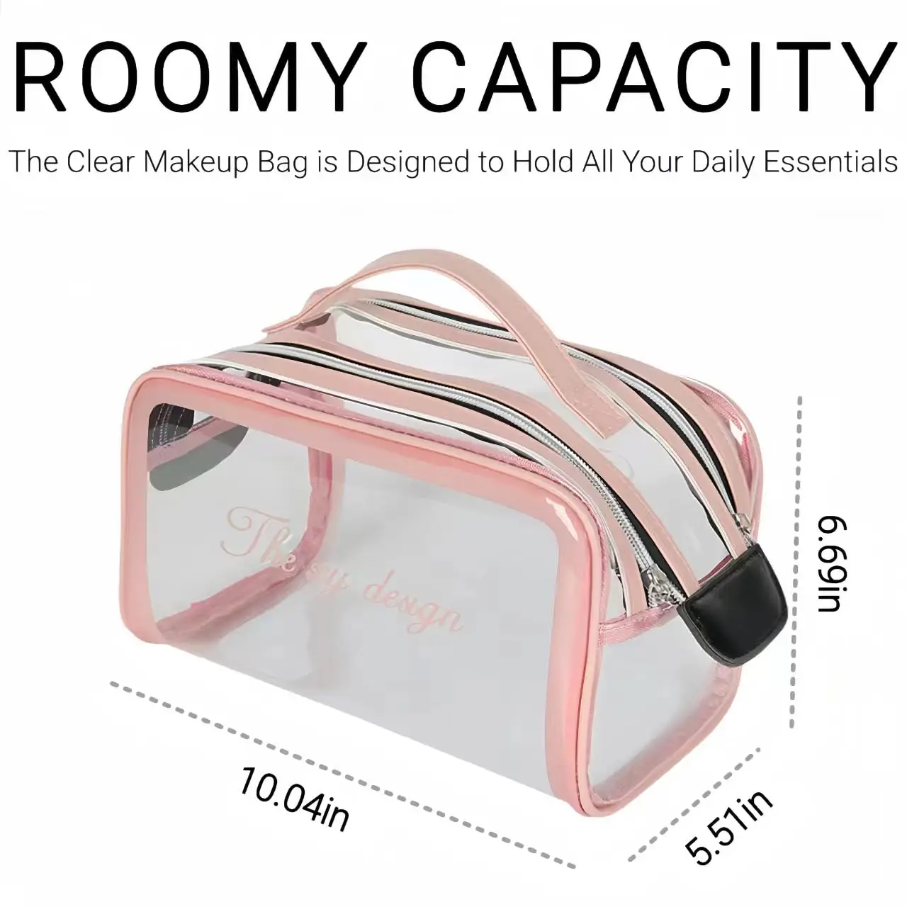 Clear Makeup Bags, Large Travel Cosmetic Zipper Pouch for Women, Transparent Makeup Organizer, Clear Travel Toiletry Bags