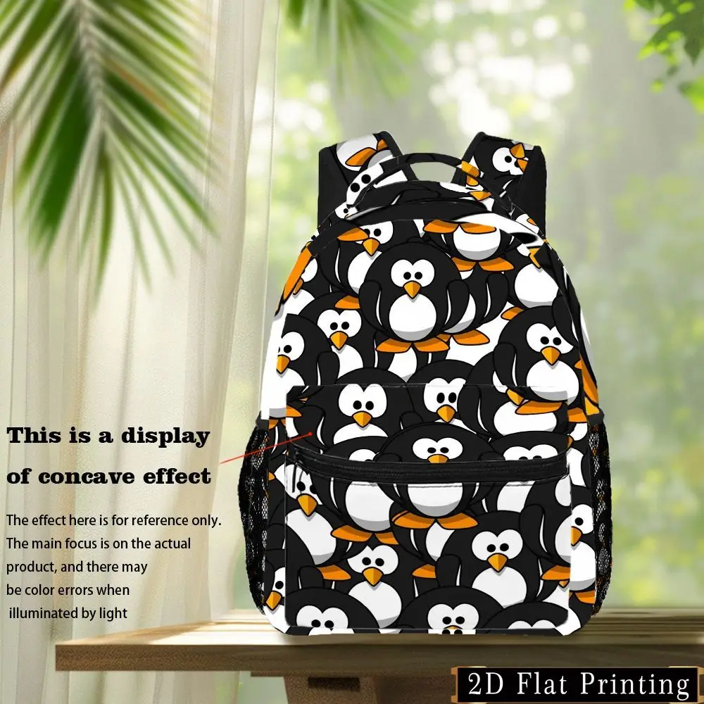 Cute Cartoon Penguin Print Backpack Casual Animal Pattern School Bag Lightweight Daypack for Kids Students Outdoor Travel