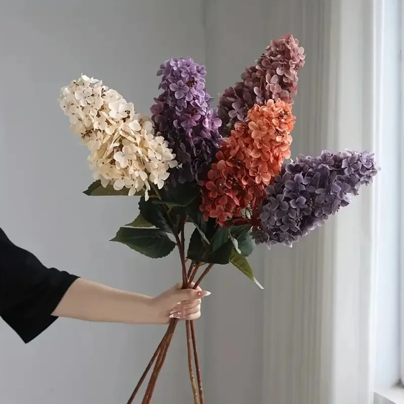 NEW Artificial Big Hydrangea Flower Long Branch Silk Simulation Flowers for DIY Wedding Decor Home Table Valentine's Day Floral