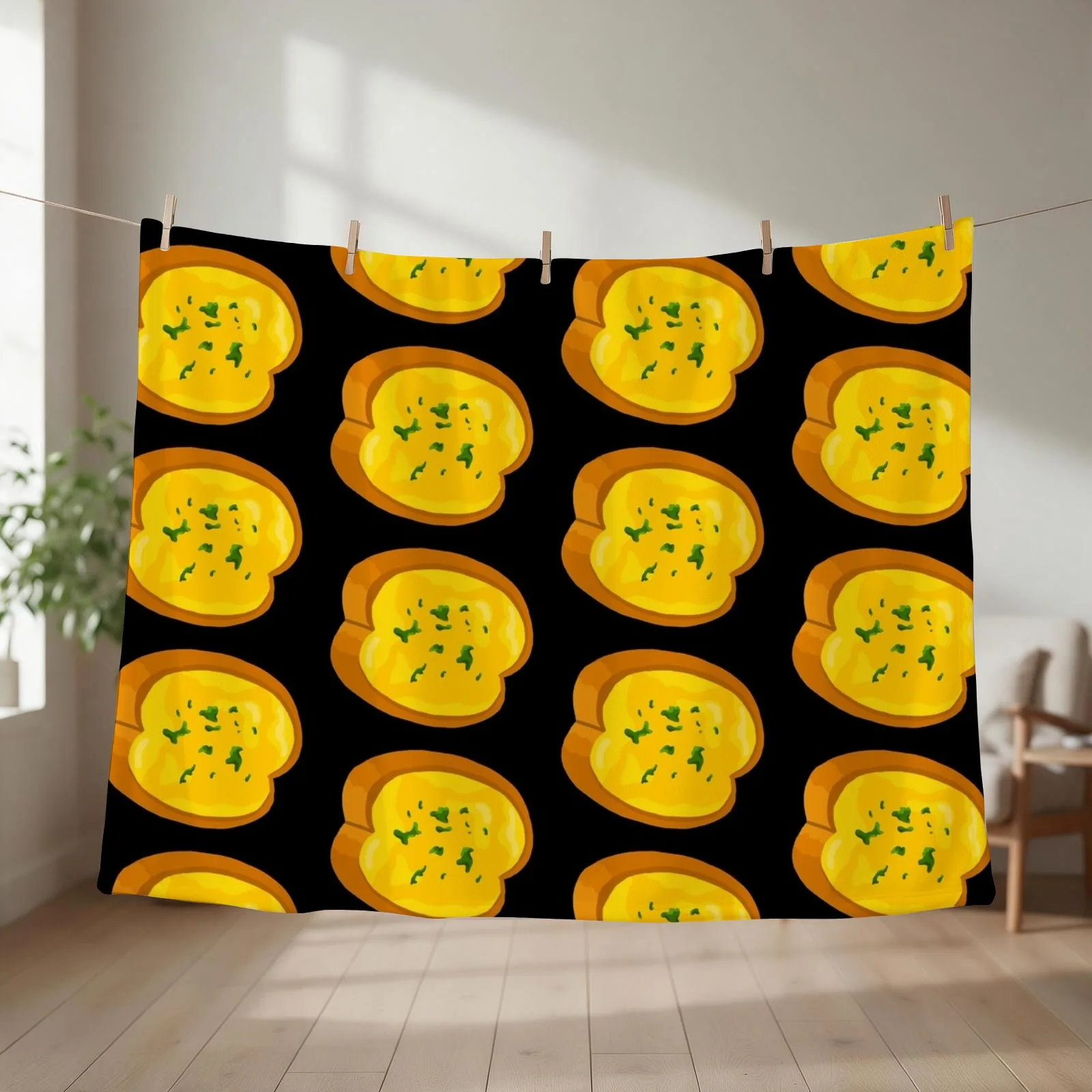 Cartoon Piece Garlic Bread Throw Blanket couch cozy soft plush fuzzy picnic outdoor blanket