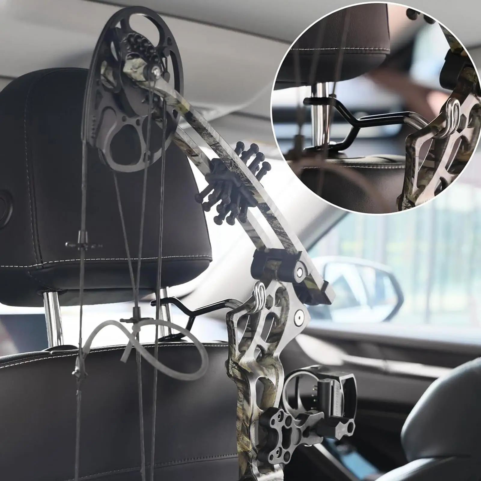 

Bow Hanger Headrest Mount Load Bearing Archery Equipment Storage Hook Composite Bow Frame For Vehicles For Suv Sedan Vehicle