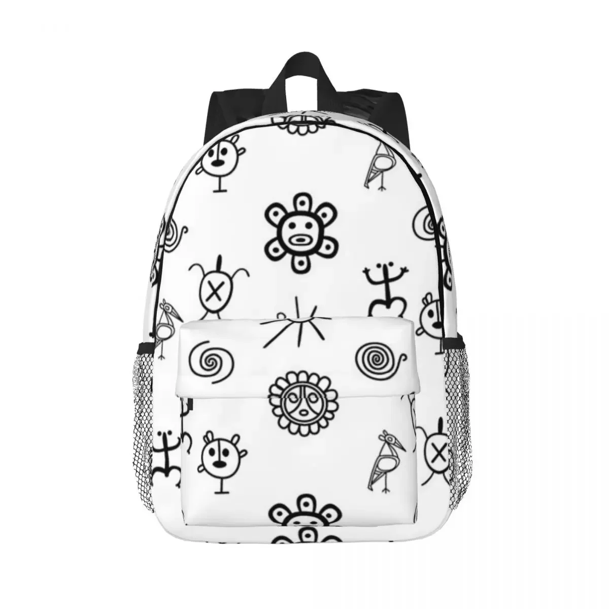 Set Of Taino Puerto Rico Symbols Black Backpacks Boys Girls Bookbag Cartoon Children School Bags Travel Rucksack Shoulder Bag