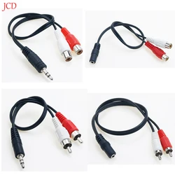 1Pcs 3  pole 3.5mm male female Jack Plug To 2RCA  male female Adapter  Audio video AV Cable Wire Cord