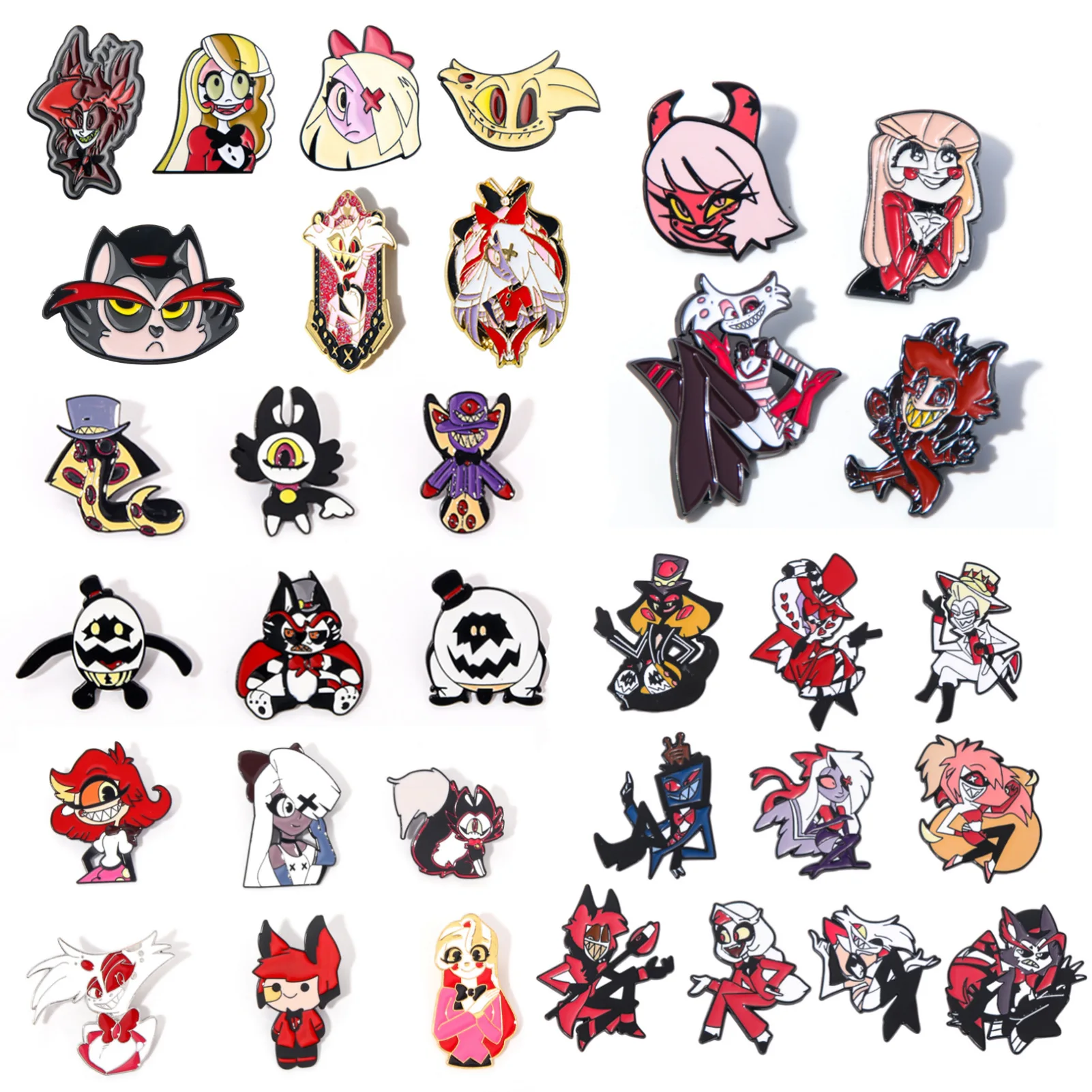 Hazbin Cartoon Anime Hoteles Lapel Enamel Pin Angel Devil Dragon Brooch Figure Metal Pendant Fans Badge Bag Accessories Gifts
