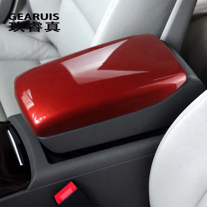 Car Center Console Gearshift Panel Decoration Cover Sticker Trim For Audi A6 C6 S6 2005-2011 armrest button Red Auto Accessories