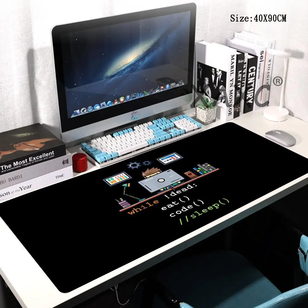 HYBXAXC Python Programmer Gaming Mouse Pad, Eat Code Sleep Printed Desk Mat, Waterproof Extended Keyboard Mat for Coders