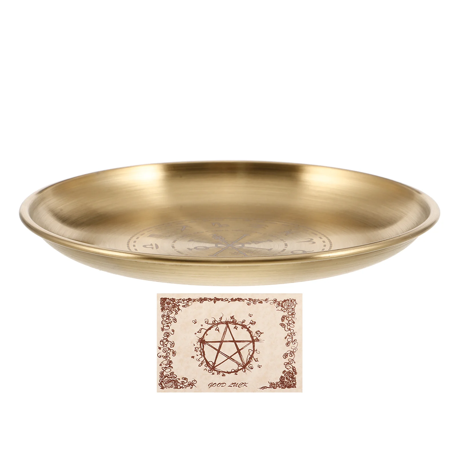 

1Set Stainless Steel Altar Ritual Plate Holder Divination Board Tarot Offering Tray Spiritual Dowsing Pendulum Tool