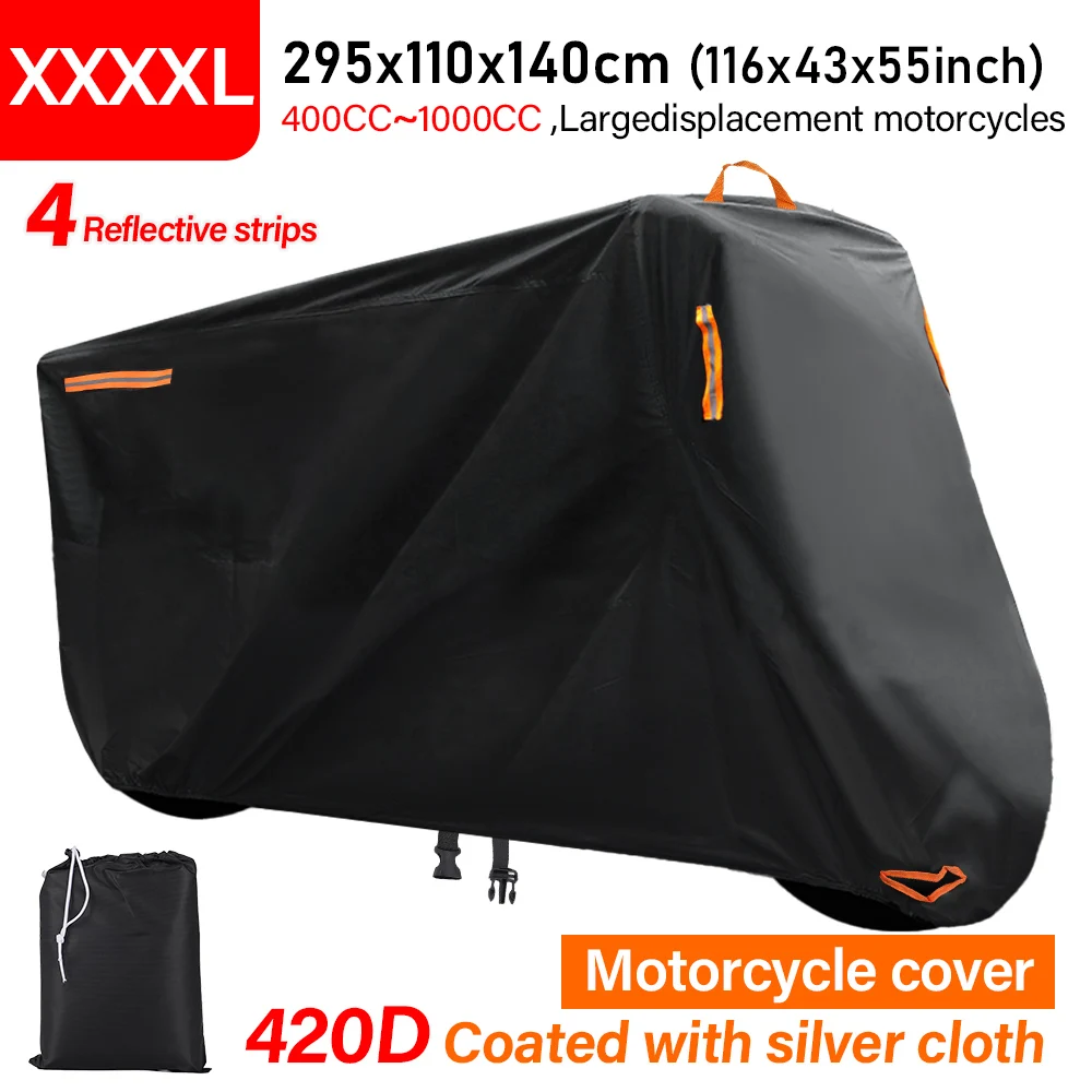 Thick 420D Motorcycle Covers Black Design Waterproof Motors Dust Rain Snow UV Protector Cover Indoor Outdoor All Season