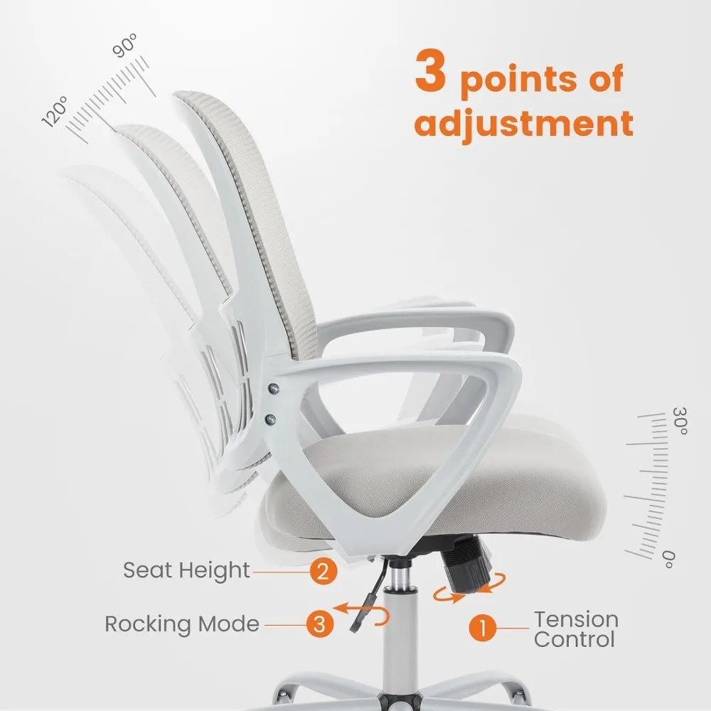 Office Computer Desk Managerial Executive Chair, Ergonomic Mid-Back Mesh Rolling Work Swivel Chairs with Wheels.