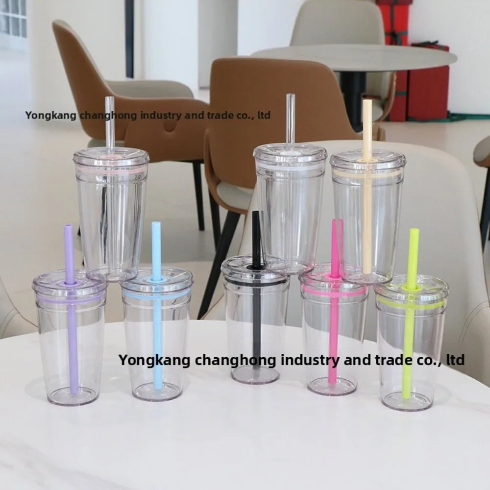 

Single Layer Straight Plastic Cup for Hot Coffee Transparent Heat Resistant Reusable Drinkware for Home Office Cafe Use