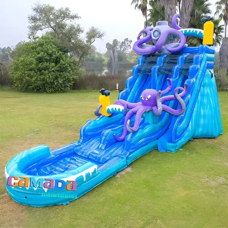 Commercial Cheap Water Slides Big Octopus Inflatable Water Slide Double Lanes Waterslide With Pool for Adult Kids Summer