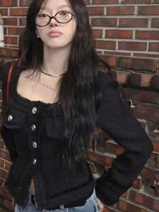 

Coarse woolen short coat Women's Chic Waist-Cinching Slimming Gentle Sweet Top Korean Sle Loose Fit Button Closure