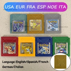 GBC Video Game Cartucho com Multi-Idioma, Pokemon Console Card, de Alta Qualidade, Azul, Cristal, Verde, Ouro, Vermelho, Prata, Amarelo