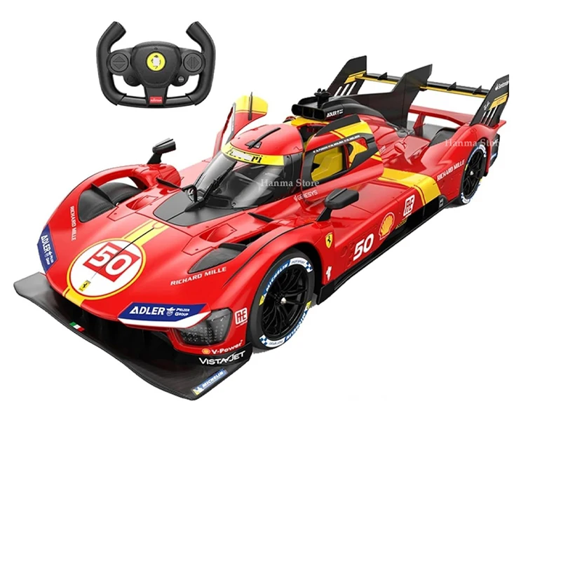 

Rastar Ferrari 499P Hypercar RC Car # 50 24H Le Mans Champion 1:14 Racing LED Lights Open The Doors Rubber Tires Car Toys