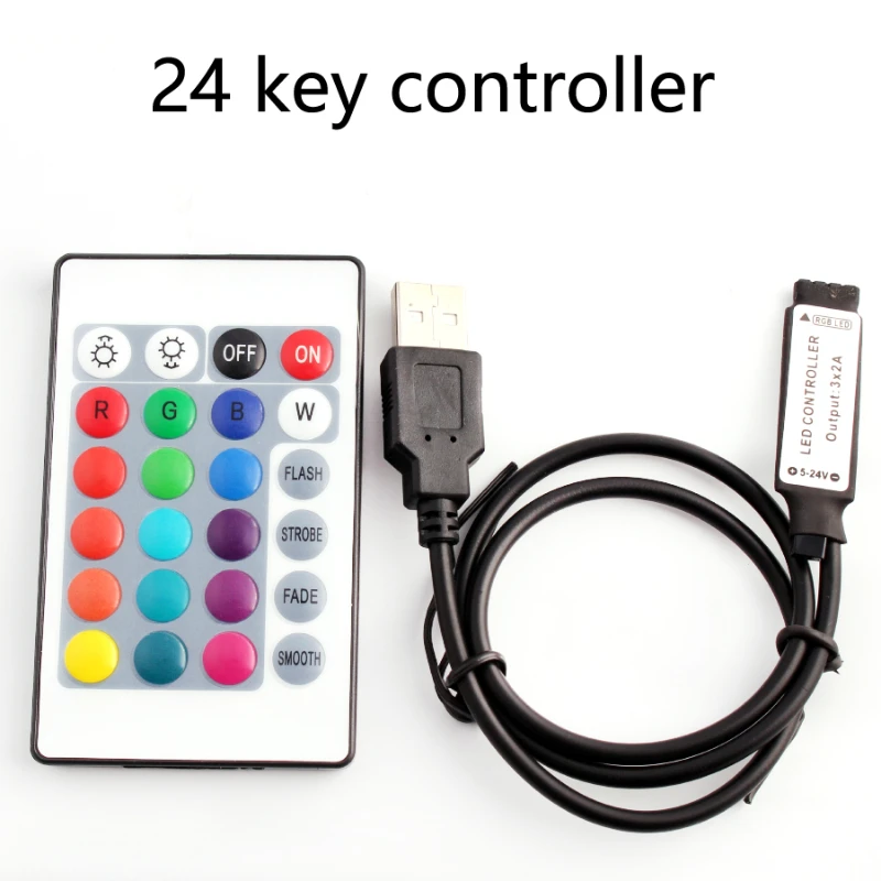 LED Strip 24key RGB Controller USB 3key Mini DC 5V 24V LED Lights Control Simpl Dimmer For 5050 Strip Lights TV Backlight 4Pin