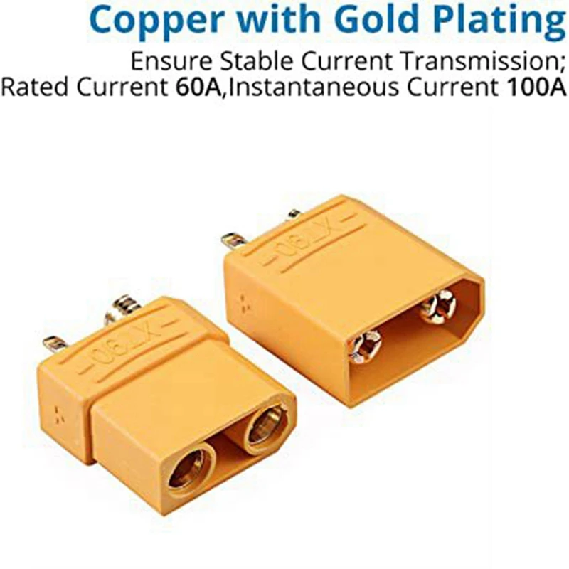 Xt90 Connector 5 Pairs Male Female Connector For High-Amp For RC Lipo Battery Gold Plated Banana Plug