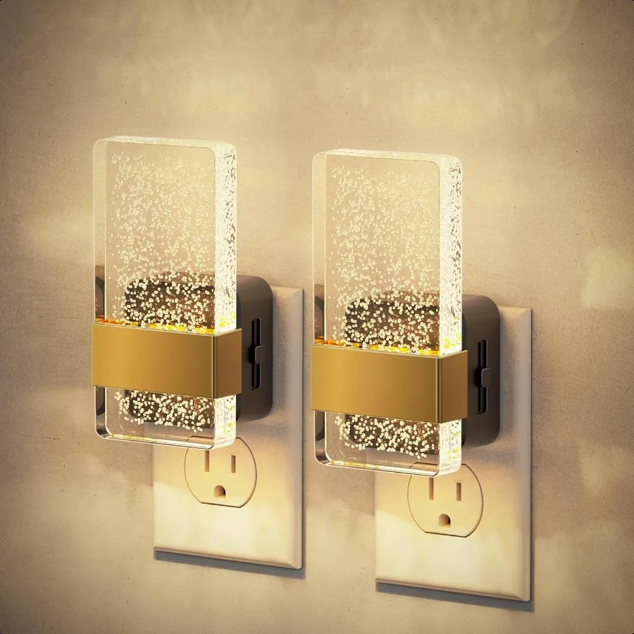

Night Lights Plug into Wall Dusk to Dawn Sensor 3000K Soft White LED Acrylic Bubble Design 0100lm Adjustable Brightn 2Pack for