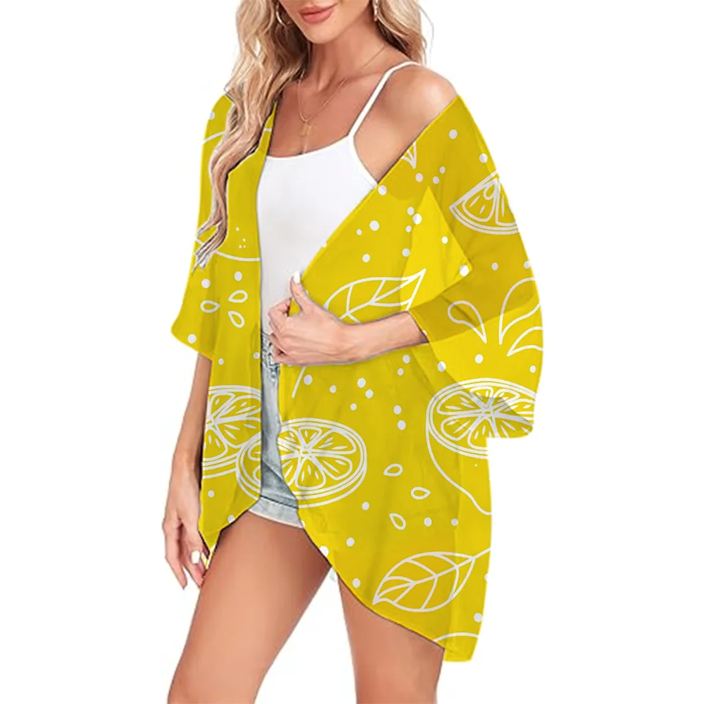 

2024 New Women's Kimono Cardigan Tops Summer Swimwear Bikini Cover Ups Lightweight Chiffon Shirts Loose Beach Coat For Vacation