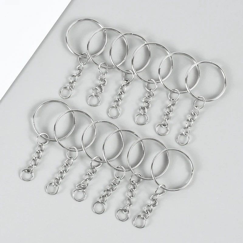 50pcs Metal Blank Keyring Keychain Split Ring Keyfob Key Holder Rings Women Men DIY Key Chains Key Ring Decoration Accessories