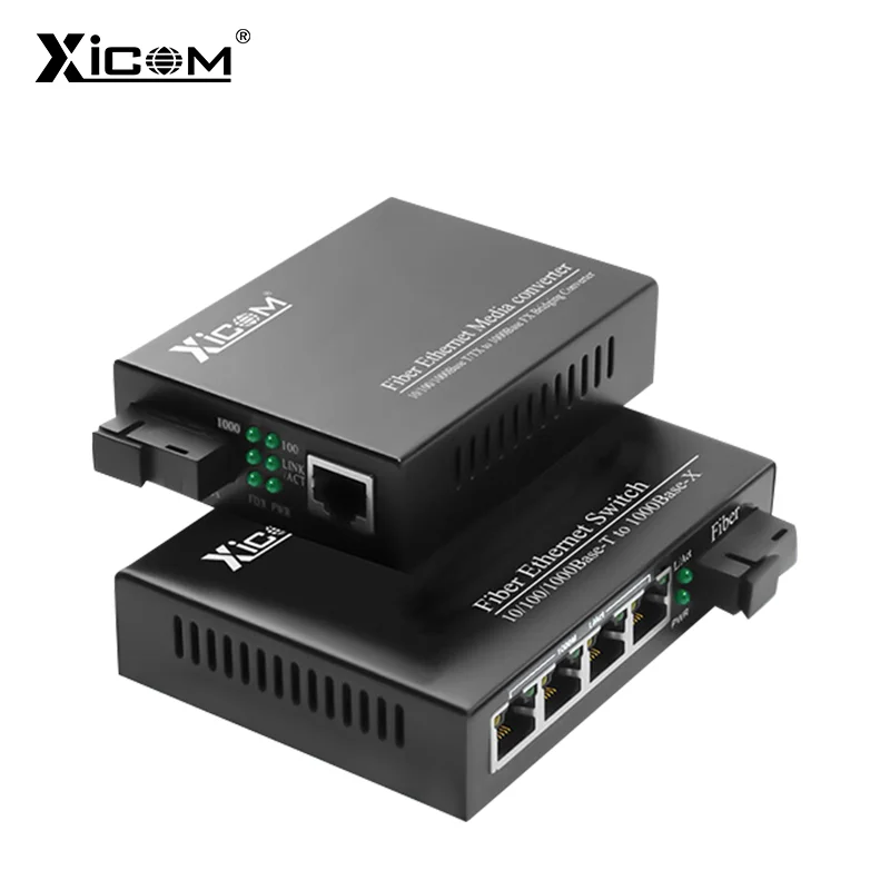 

1 Pair 10/100/1000Mbps 20KM Single Mode Single Fiber SC Gigabit Media Converter Singlemode Simplex Fiber Transceiver 1310/1550nm