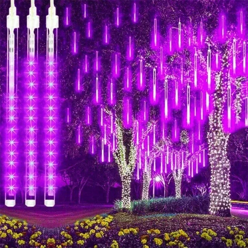 32/24/16/8Tubes LED Meteor Shower Rain Street Garlands for Outdoor Halloween Christmas Fairy Lights Wedding Holiday Lighting