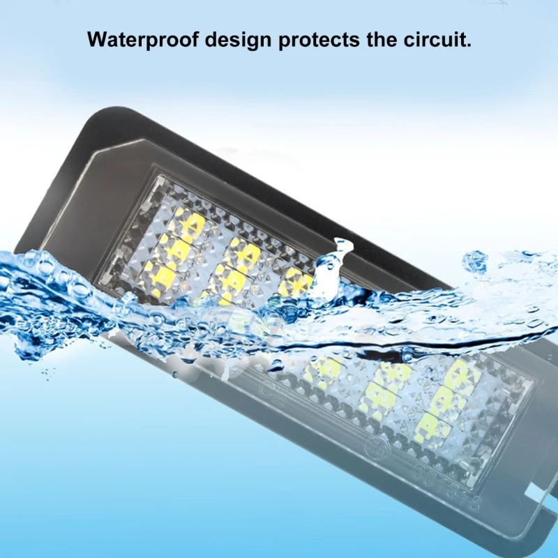 Clear Lens License Plate Light Pair for Select Vehicle Applications, LED Plate Lamp Assemblies with ABS Housing for Rear
