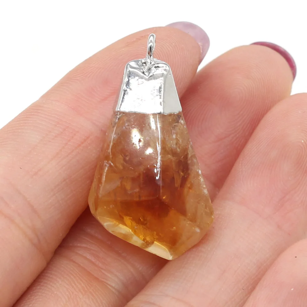 New Natural Stone Irregular Citrines Pendants Crystals Charms For DIY Jewelry Making Necklaces Bracelet