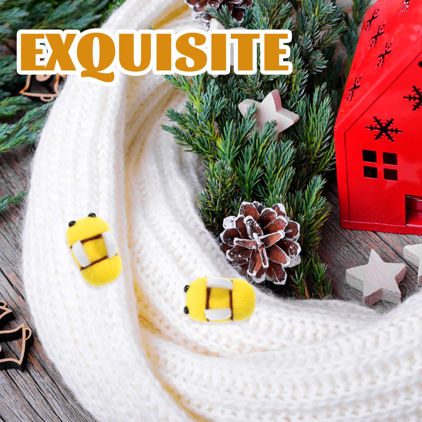 

12Pcs Yellow Wool Felt Bees Creative Animal Decorative Supplies for DIY Clothing Accessories Sewing Crafts on Hats Shoes Jackets