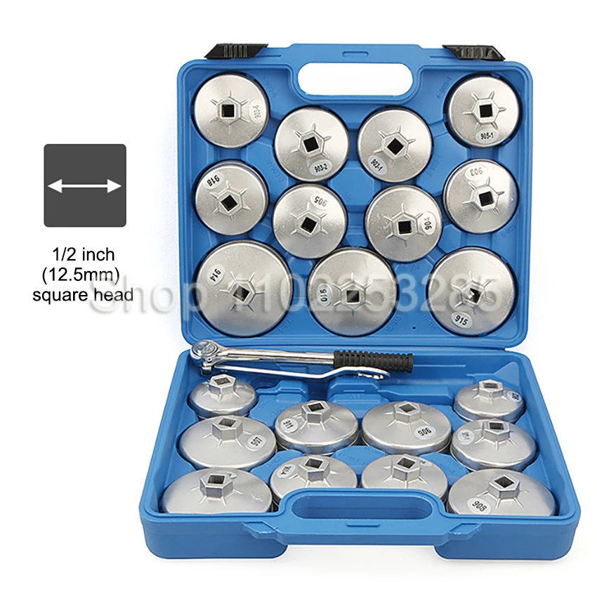 23 ピース/セットオイルフィルターキャップ取り外しレンチソケットセットラチェットスパナカップタイプ手動分解ツール