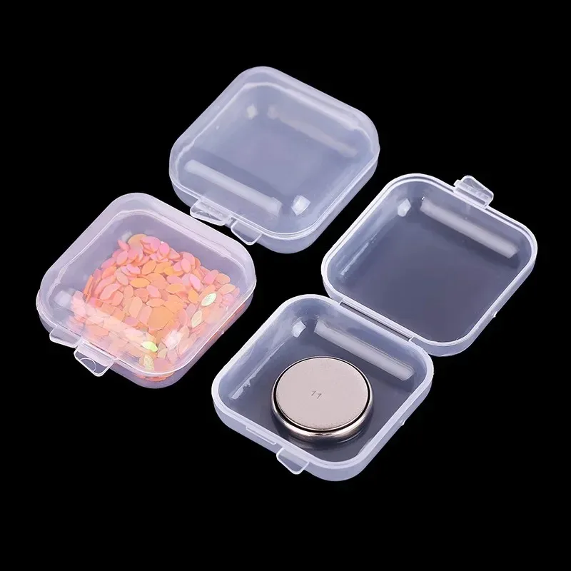 10/20/30/50/60/100Pcs Mini PP Square Box Jewelry Storage Container - Single Compartment with Lid and Transparent Cover