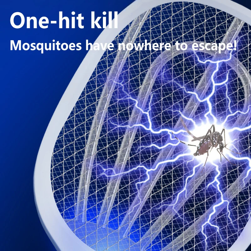 2-In-1 Fly Swatter Automatic Mosquito Trap Rechargeable Anti-misoperation with UV Light Shockproof Safety Net for Home Office