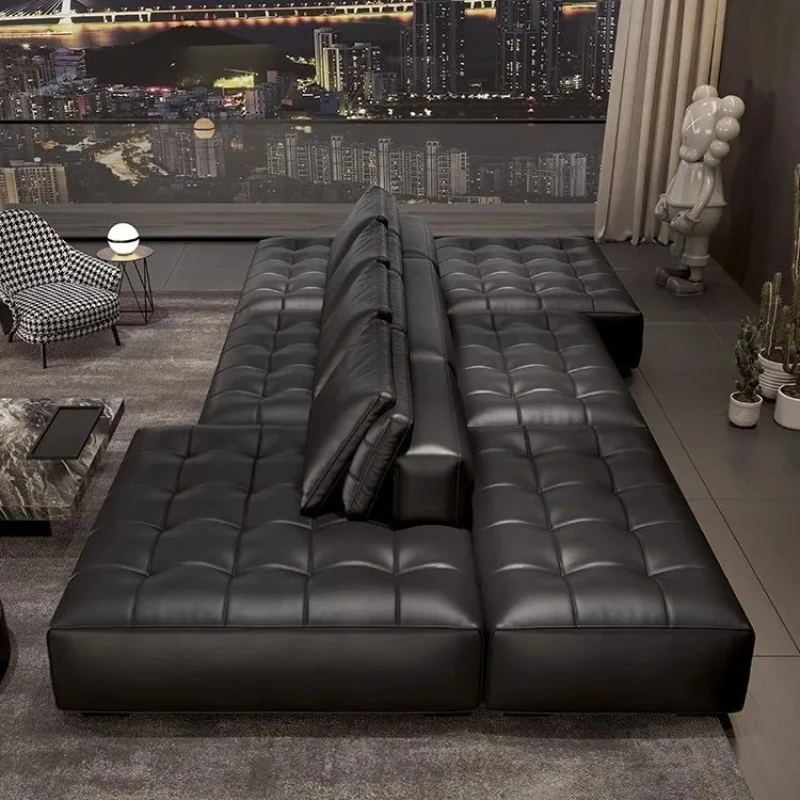 Minimalist Modular Sofa Leather Back-to-Back Sofa