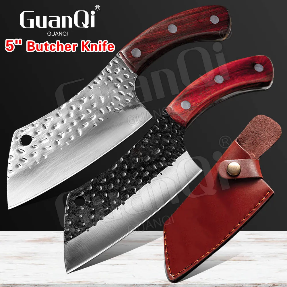 5 Inch Forged Meat Cleaver Knife Chef Butcher Knife Handmade Kitchen Knife Stainless Steel Meat Chopping Cleaver Slicing Knife