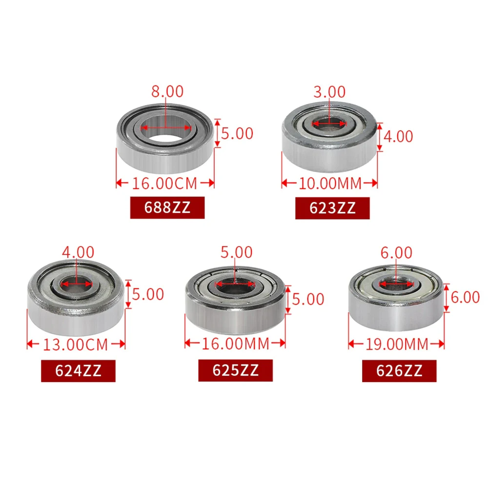 

10PCS/lot 623ZZ 624ZZ 625ZZ 626ZZ 608ZZ 688ZZ MR95ZZ Ball Bearing Metal Seal Deep Groove Ball Bearings 3D Printer Parts