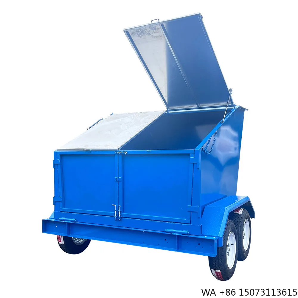 3/4/5 Cubic Meter Painted Mobile Tipper Skip Bin Trailer