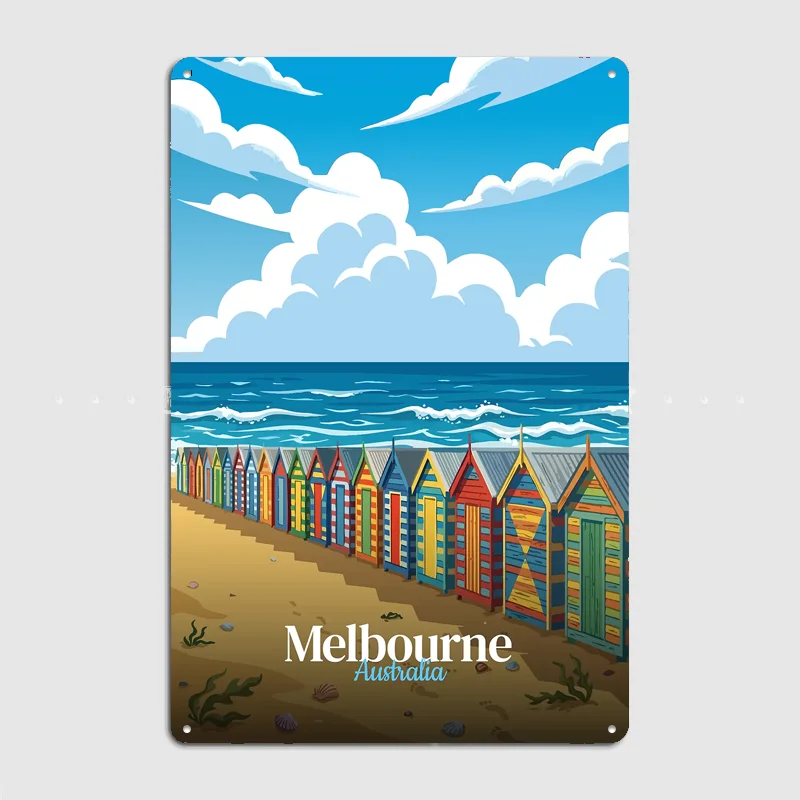 Melbourne Australia Beach Huts Travel Scenery Posters Retro Garage Club Bar Indoor Wall Poster Room Decoration Home Decor