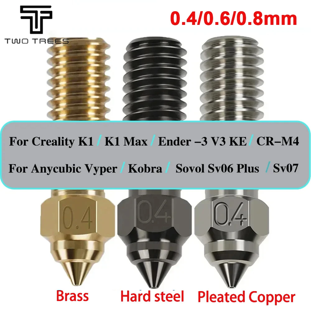 

For Creality K1 / K1 MAX CR-M4 Nozzle High Quality Brass Plated Copper Hardened Steel Nozzles For Creality Ender 3 V3 KE