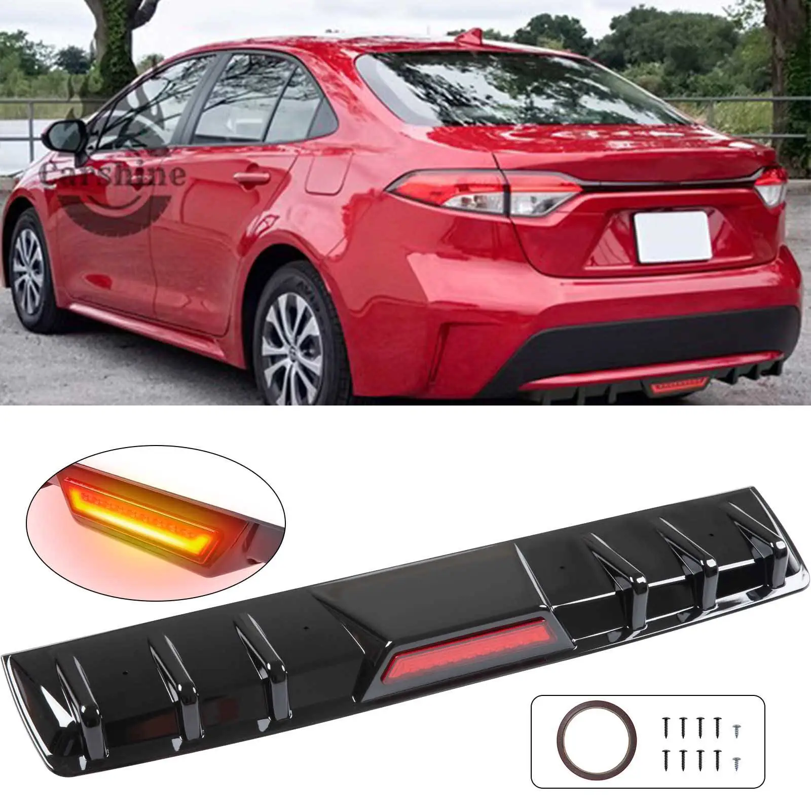 

For Toyota Corolla Glossy Rear Bumper Diffuser Lip Spoiler Splitter Body Kit