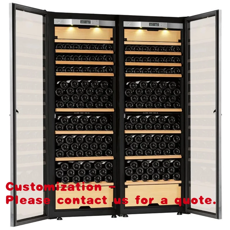 

Customize.Wall Mounted LED Wooden Wine Rack Cabinet with Wine Cooler