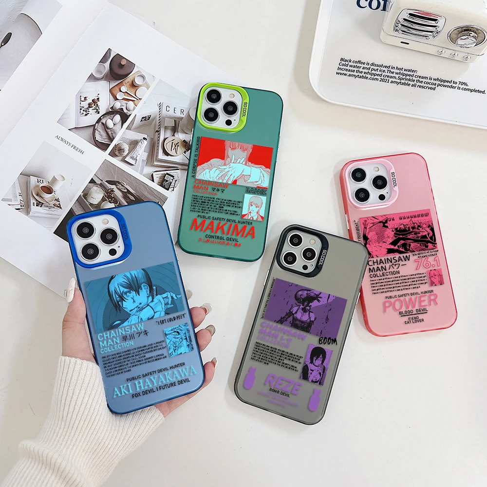 Chainsaw Man Anime Makimas Phone Case for XiaoMi Mi 11 Lite 12T POCO F3 GT X3 NFC F4 X5 5G Creative Border Hard TPU PC Cover